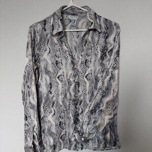 Allison Taylor Snake Print 100% Silk Blouse, Size S